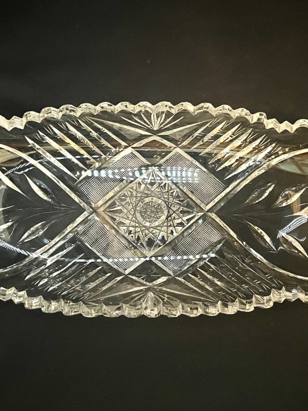 Antique American Brilliant Period Cut Crystal Celery or Relish Dish